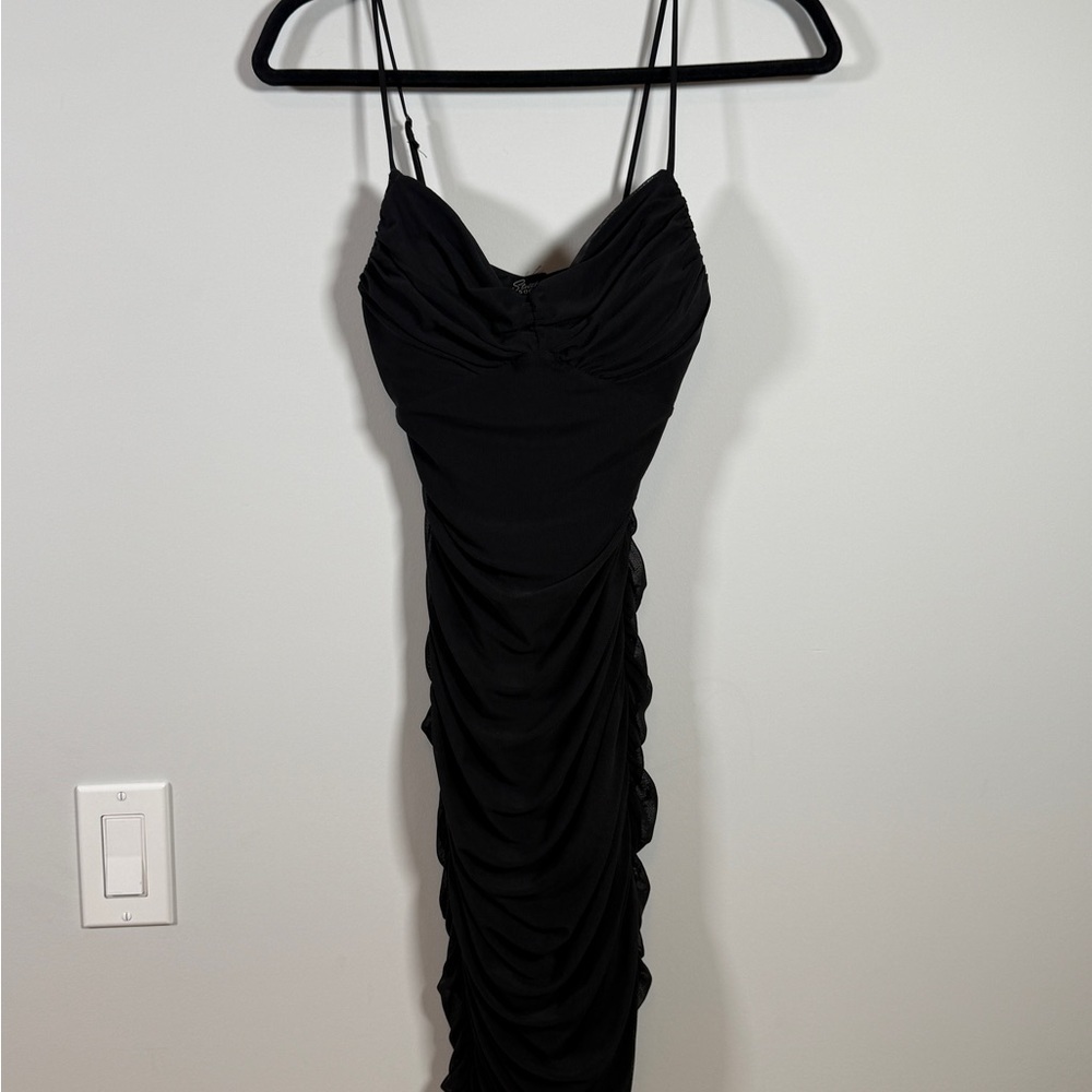 🖤 Streetwear Society Black Bodycon Mini Dress Size Small Strappy Back LBD